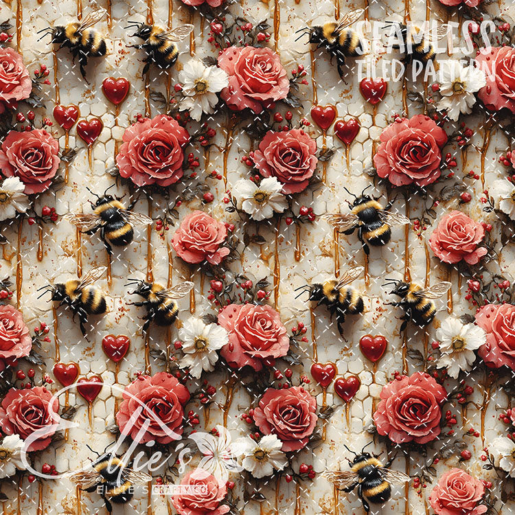 Bee Love Bundle 2 - 30 Tiled Pattern Digital Images (Seamless)