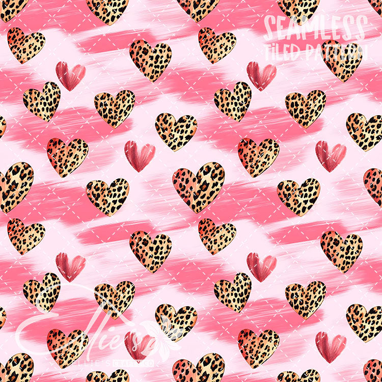 Leopard and Hearts - 25 Tiled Pattern Digital Images (Seamless)