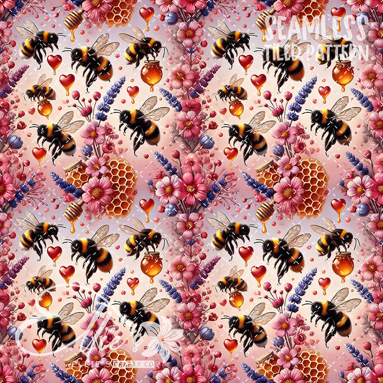 Bee Love Bundle 1 - 26 Tiled Pattern Digital Images (Seamless)