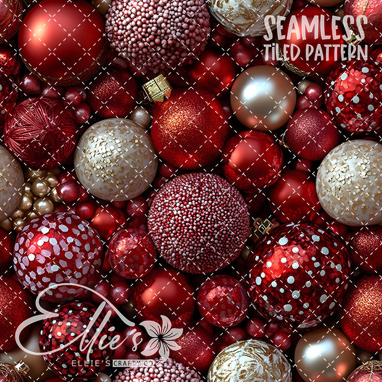 Red Ornaments - 10 Tiled Pattern Digital Images (Seamless)