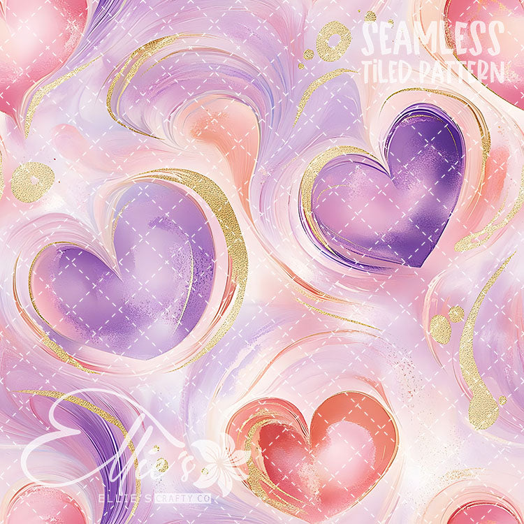 Pastel Hearts Valentines - 21 Tiled Pattern Digital Images (Seamless)