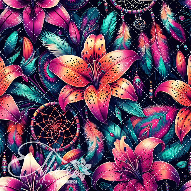 Floral Native American Neon Lilies 20 Digital Images (Not Seamless)