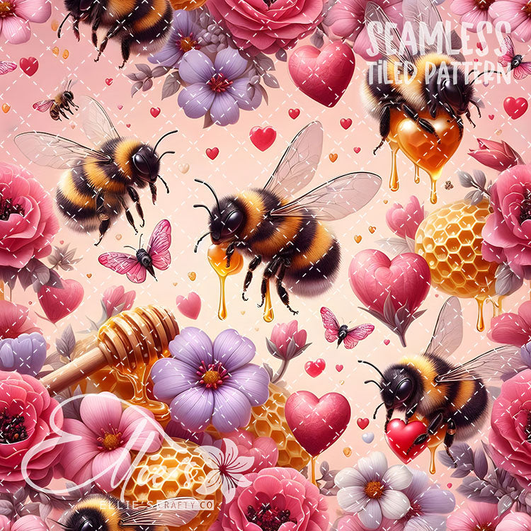 Bee Love Bundle 1 - 26 Tiled Pattern Digital Images (Seamless)
