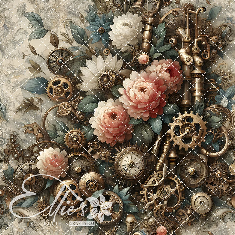 Steampunk Floral Antique V1 20 Digital Images (Not Seamless)