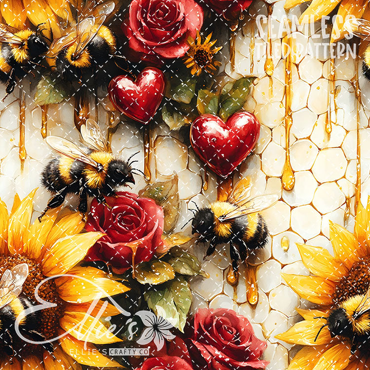 Bee Love Bundle 2 - 30 Tiled Pattern Digital Images (Seamless)