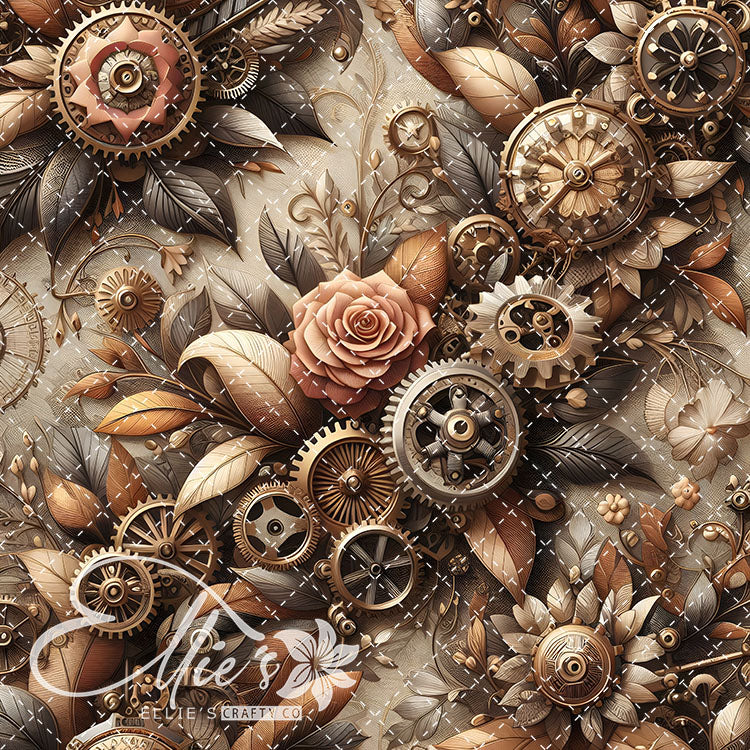 Steampunk Floral Antique V2 15 Digital Images (Not Seamless)