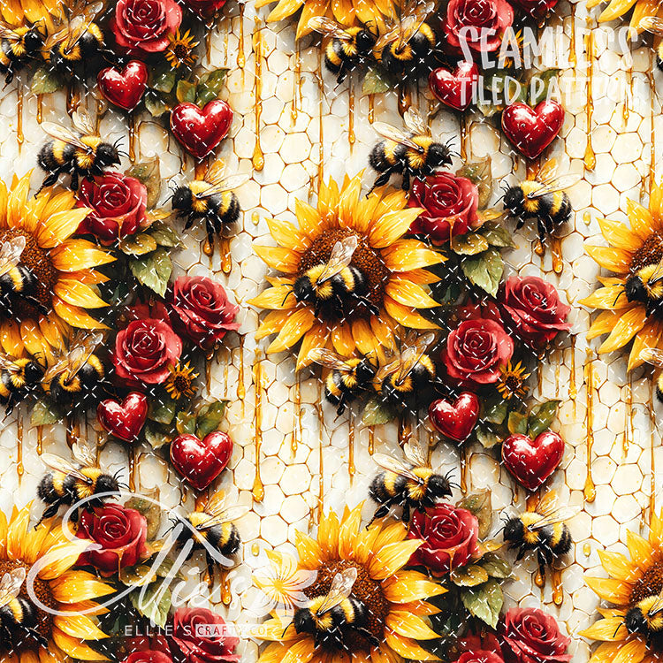 Bee Love Bundle 2 - 30 Tiled Pattern Digital Images (Seamless)