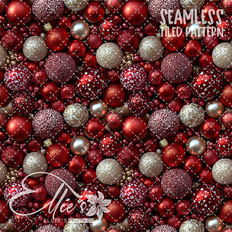 Red Ornaments - 10 Tiled Pattern Digital Images (Seamless)