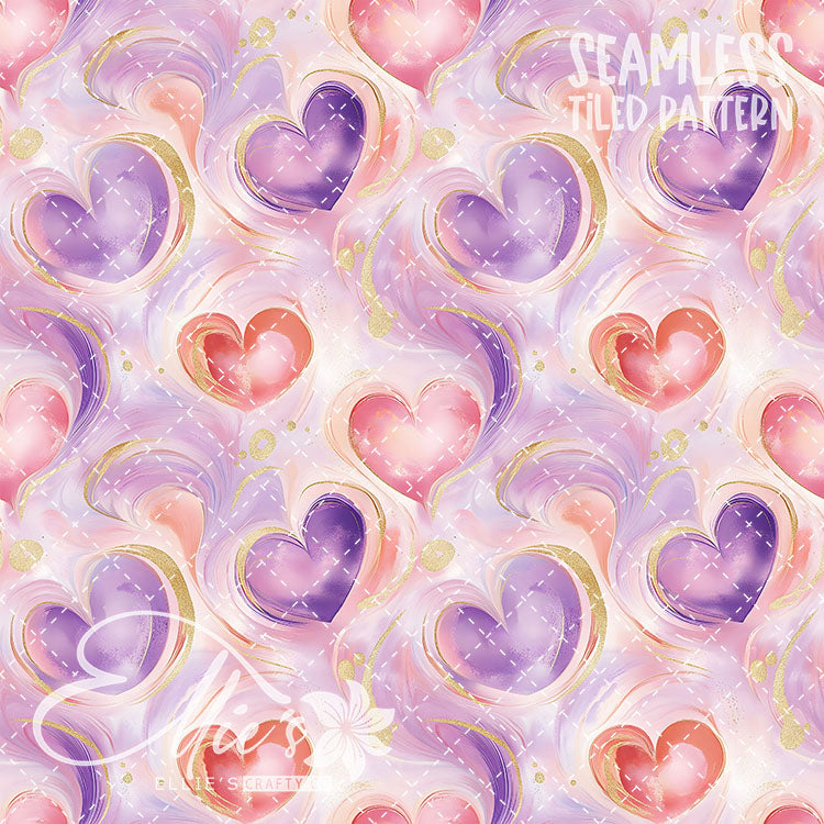 Pastel Hearts Valentines - 21 Tiled Pattern Digital Images (Seamless)
