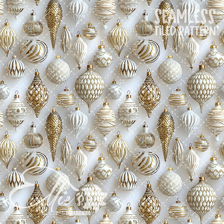 White Ornaments - 5 Tiled Pattern Digital Images (Seamless)
