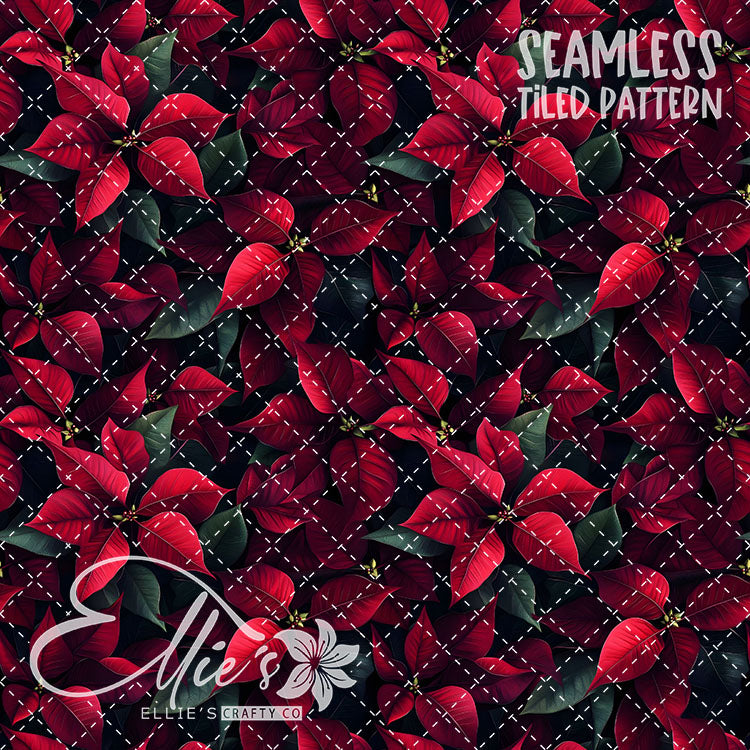 Florals Poinsettia V2 - 5 Tiled Pattern Digital Images (Seamless)