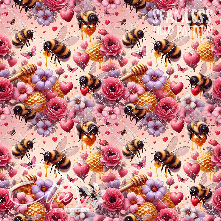 Bee Love Bundle 1 - 26 Tiled Pattern Digital Images (Seamless)