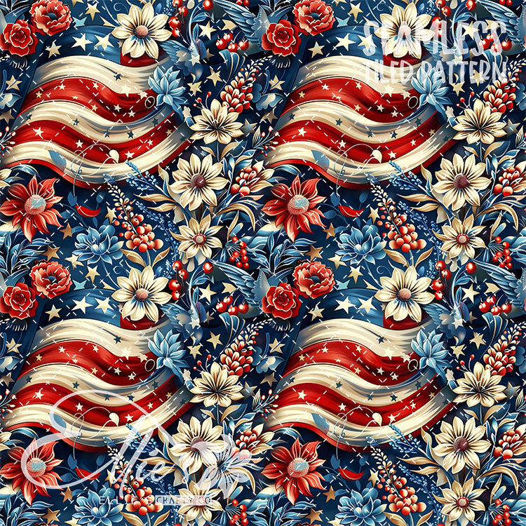 All American - 7 Tiled Pattern Digital Images (Seamless)