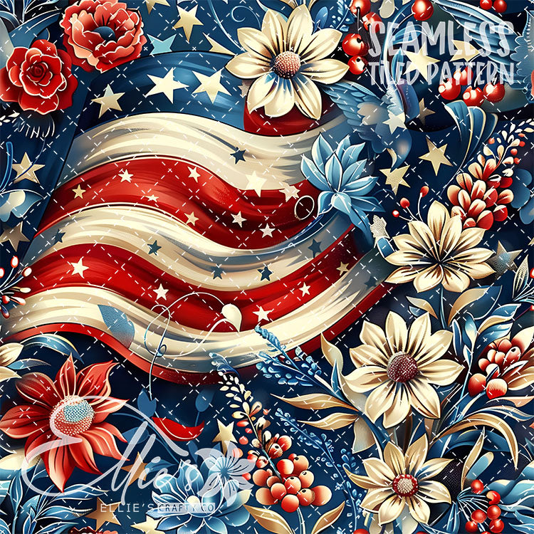 All American - 7 Tiled Pattern Digital Images (Seamless)