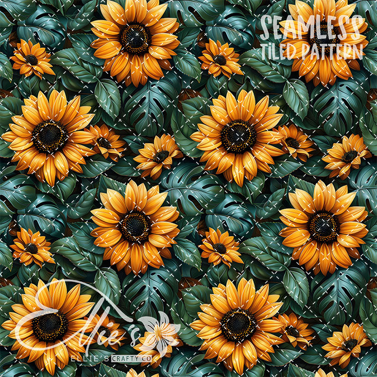 Sunflowers - 4 Tiled Pattern Digital Images (Seamless)