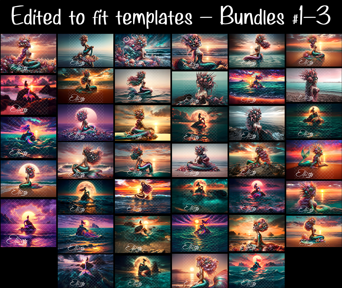 All Mermaids Bundles #1-3 70+ Digital Images (Not Seamless)