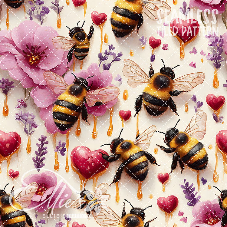 Bee Love Bundle 2 - 30 Tiled Pattern Digital Images (Seamless)