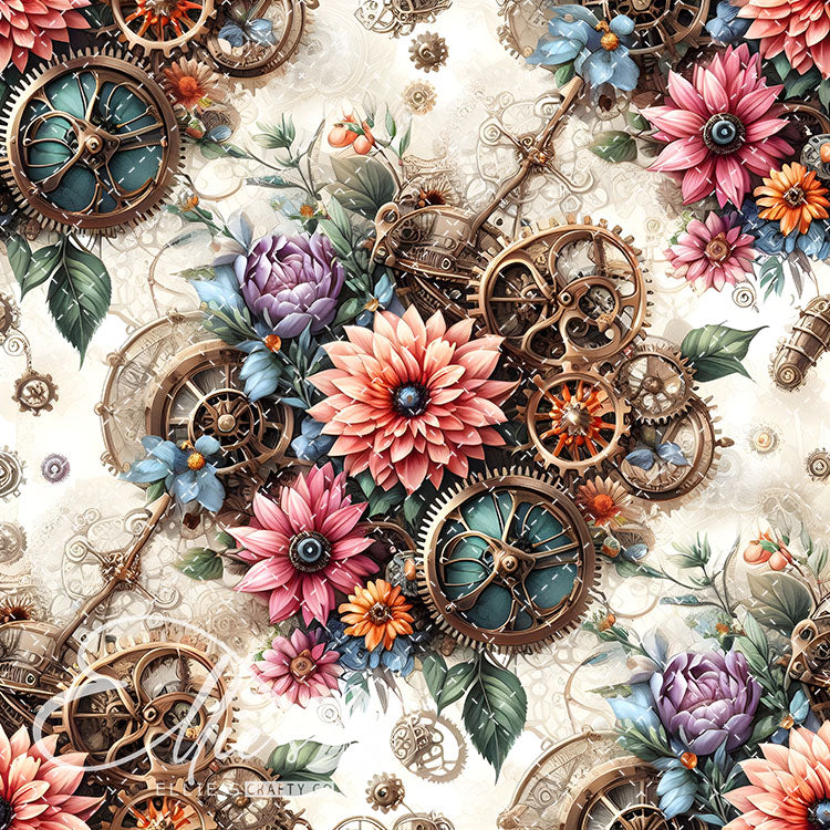 Steampunk Floral V2 20 Digital Images (Not Seamless)