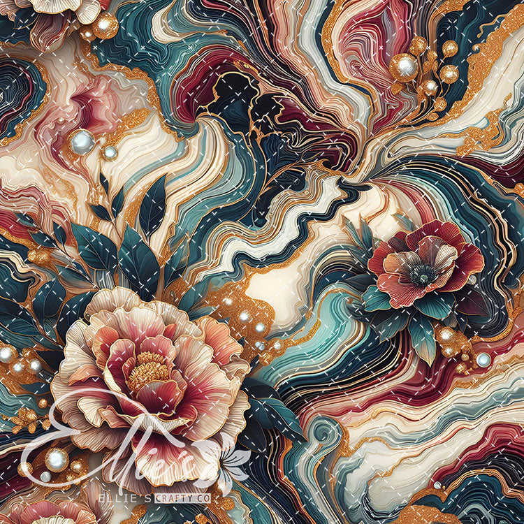 Marble Floral V1 22 Digital Images (Not Seamless)