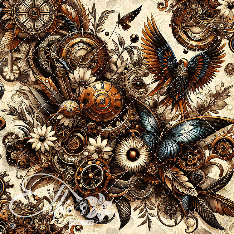 Steampunk Floral V1 22 Digital Images (Not Seamless)