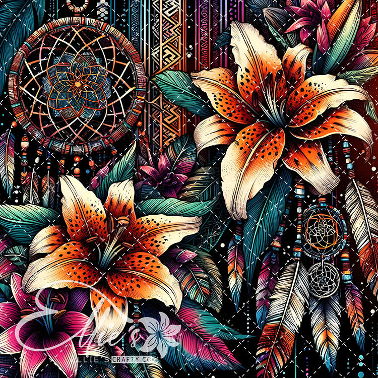 Floral Native American Neon Lilies 20 Digital Images (Not Seamless)