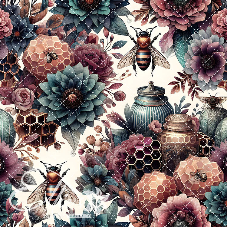 Floral Bees Colorful 22 Digital Images (Not Seamless)