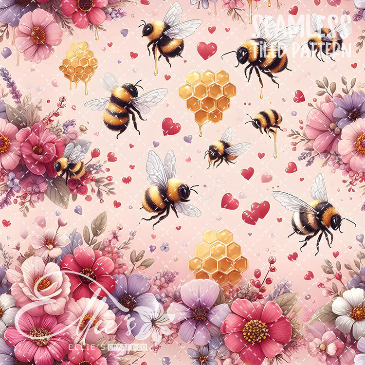 Bee Love Bundle 1 - 26 Tiled Pattern Digital Images (Seamless)