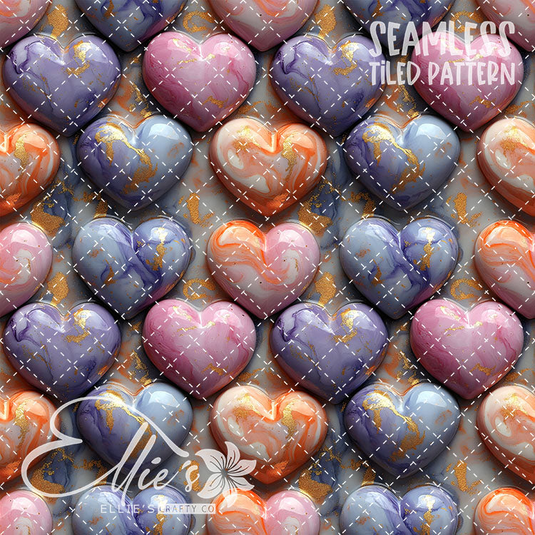 Pastel Hearts Valentines - 21 Tiled Pattern Digital Images (Seamless)