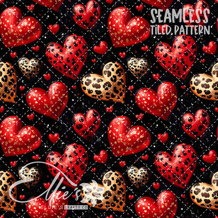 Leopard and Hearts - 25 Tiled Pattern Digital Images (Seamless)