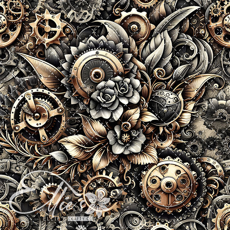 Steampunk Floral V1 22 Digital Images (Not Seamless)