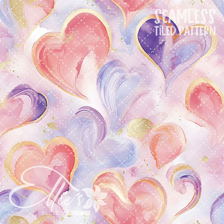 Pastel Hearts Valentines - 21 Tiled Pattern Digital Images (Seamless)