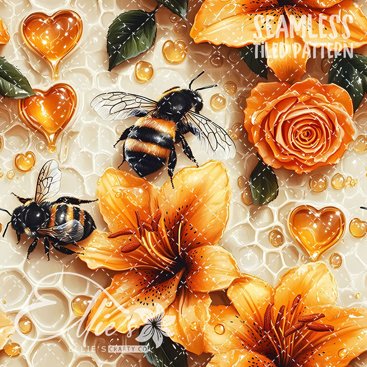 Bee Love Bundle 2 - 30 Tiled Pattern Digital Images (Seamless)