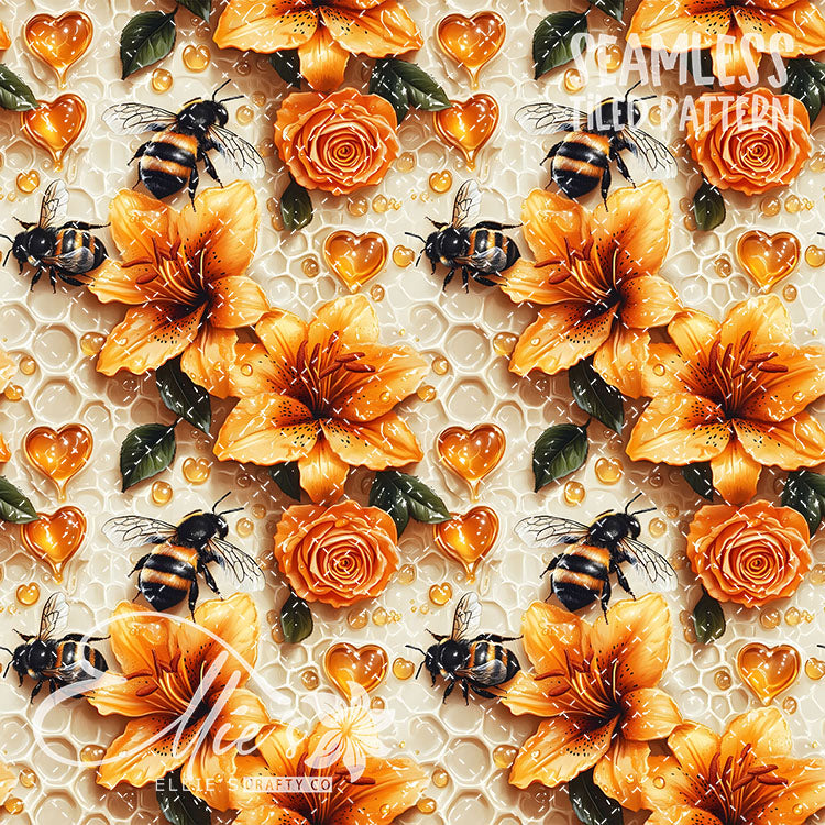 Bee Love Bundle 2 - 30 Tiled Pattern Digital Images (Seamless)
