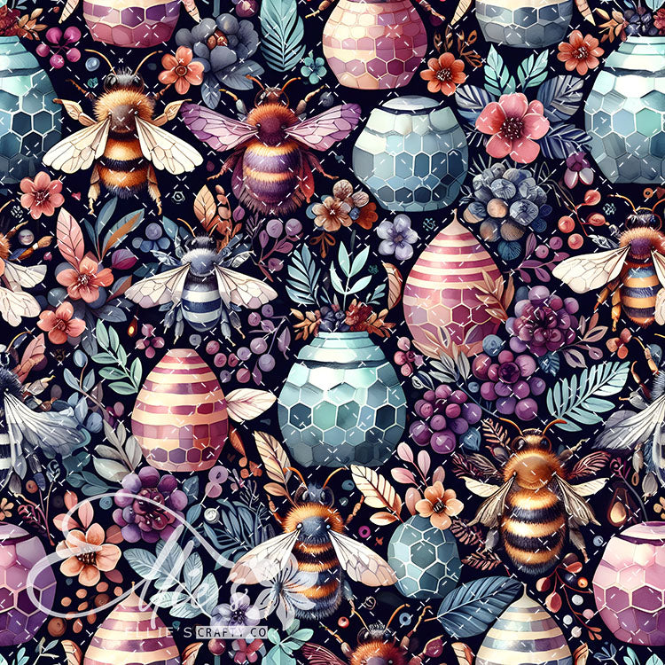 Floral Bees Colorful 22 Digital Images (Not Seamless)