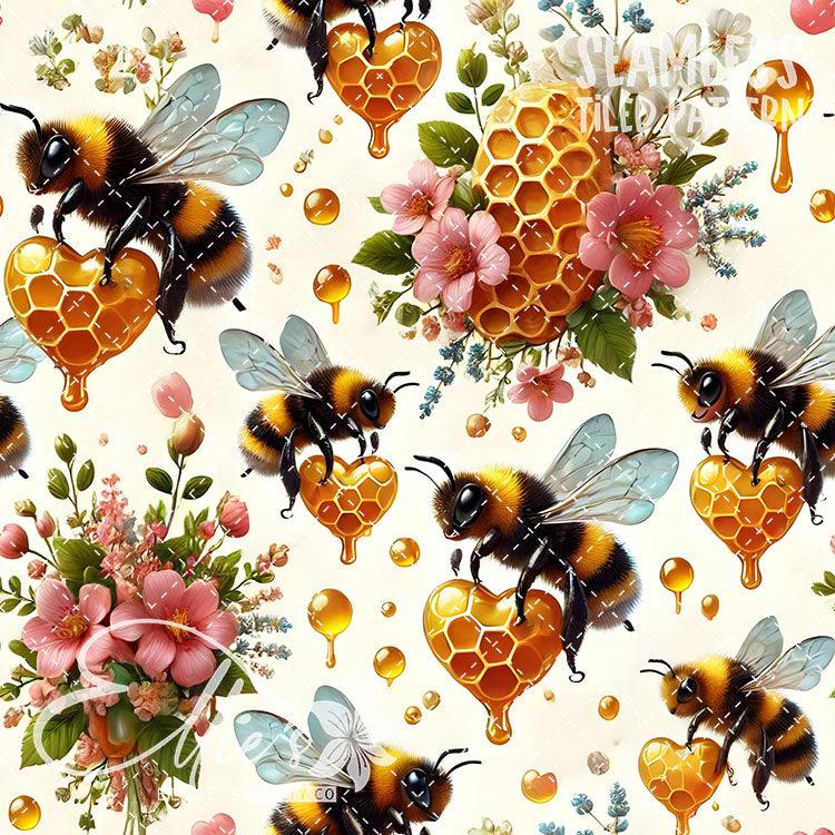 Bee Love Bundle 1 - 26 Tiled Pattern Digital Images (Seamless)