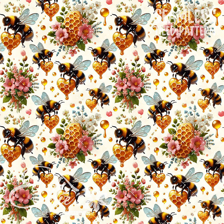 Bee Love Bundle 1 - 26 Tiled Pattern Digital Images (Seamless)