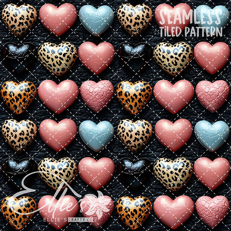 Leopard and Hearts - 25 Tiled Pattern Digital Images (Seamless)