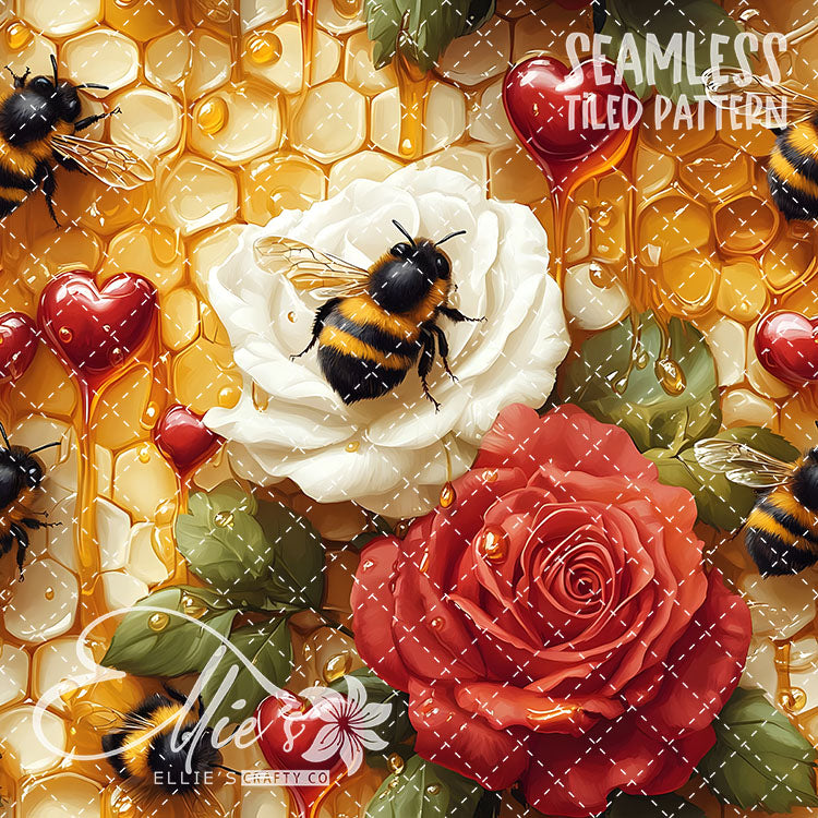 Bee Love Bundle 2 - 30 Tiled Pattern Digital Images (Seamless)