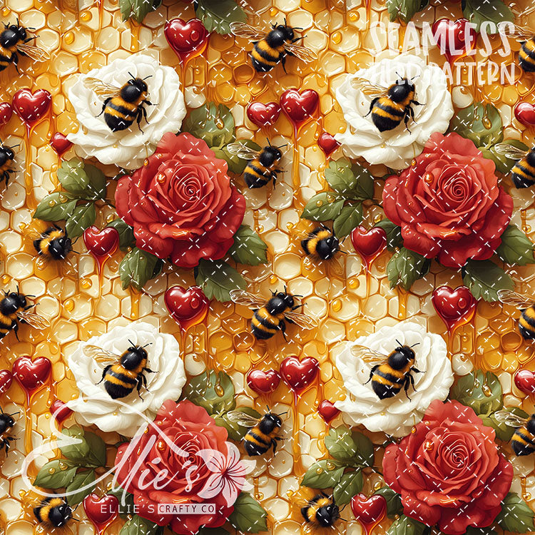 Bee Love Bundle 2 - 30 Tiled Pattern Digital Images (Seamless)
