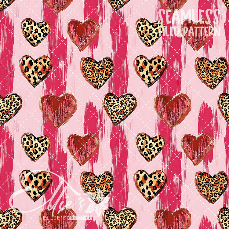 Leopard and Hearts - 25 Tiled Pattern Digital Images (Seamless)