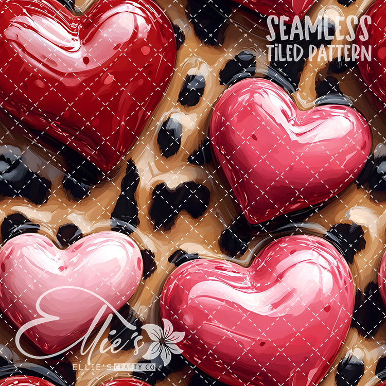 Leopard and Hearts - 25 Tiled Pattern Digital Images (Seamless)