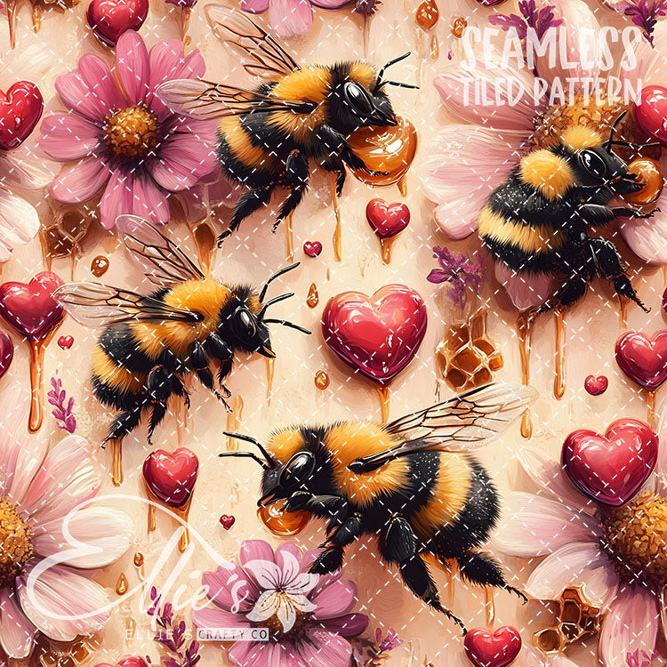 Bee Love Bundle 2 - 30 Tiled Pattern Digital Images (Seamless)