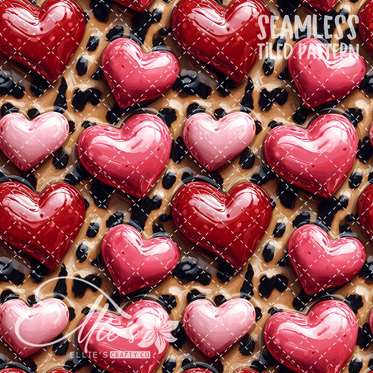 Leopard and Hearts - 25 Tiled Pattern Digital Images (Seamless)