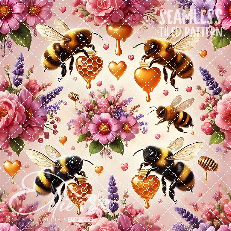 Bee Love Bundle 1 - 26 Tiled Pattern Digital Images (Seamless)