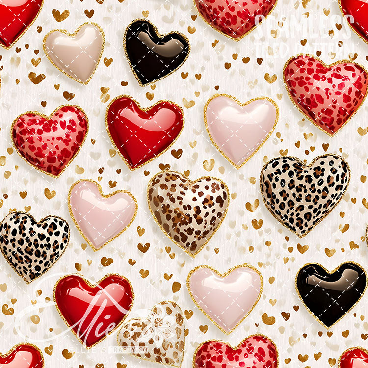 Leopard and Hearts - 25 Tiled Pattern Digital Images (Seamless)