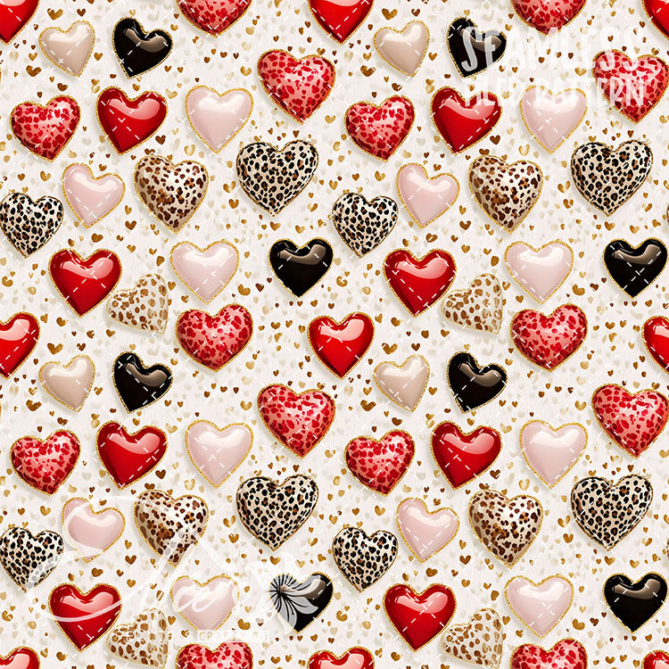 Leopard and Hearts - 25 Tiled Pattern Digital Images (Seamless)