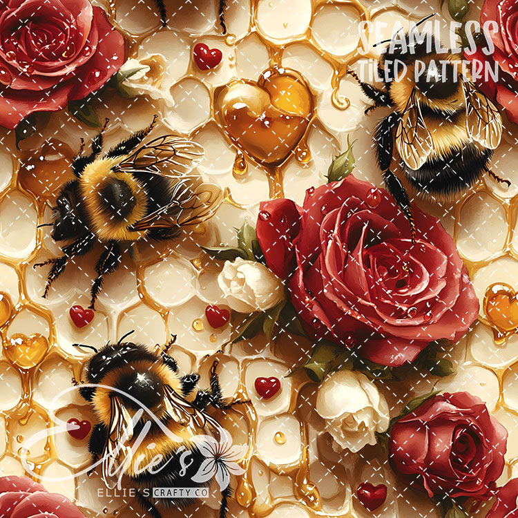 Bee Love Bundle 2 - 30 Tiled Pattern Digital Images (Seamless)