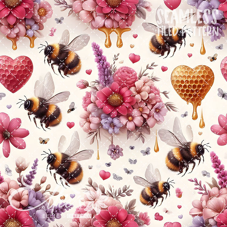 Bee Love Bundle 1 - 26 Tiled Pattern Digital Images (Seamless)