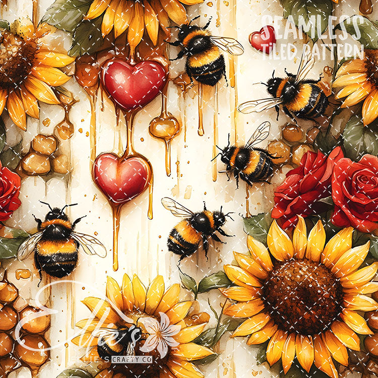 Bee Love Bundle 2 - 30 Tiled Pattern Digital Images (Seamless)