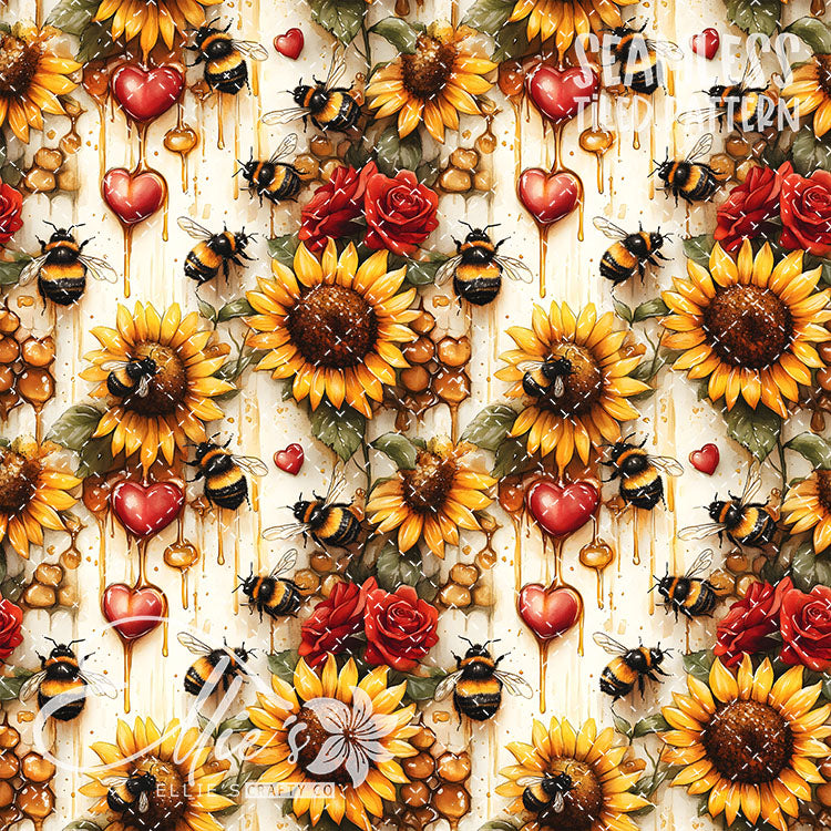 Bee Love Bundle 2 - 30 Tiled Pattern Digital Images (Seamless)